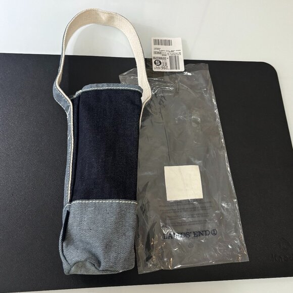 Brand New LANDS' END Two Tone Blue Denim Wine Tote Caddy Bag, For 1 Bottle - Picture 4 of 12